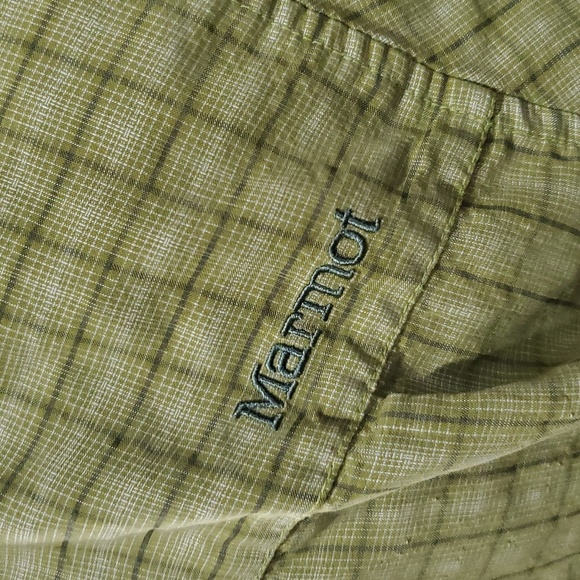 Marmot green yellow gingham checkered plaid short sleeve shirt - Picture 6 of 8